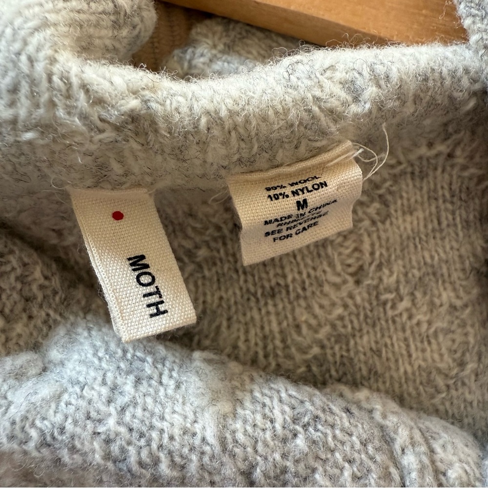 Anthropologie Moth Grey Textured Wool Blend Peplum Sweater Size Medium - Picture 7 of 11